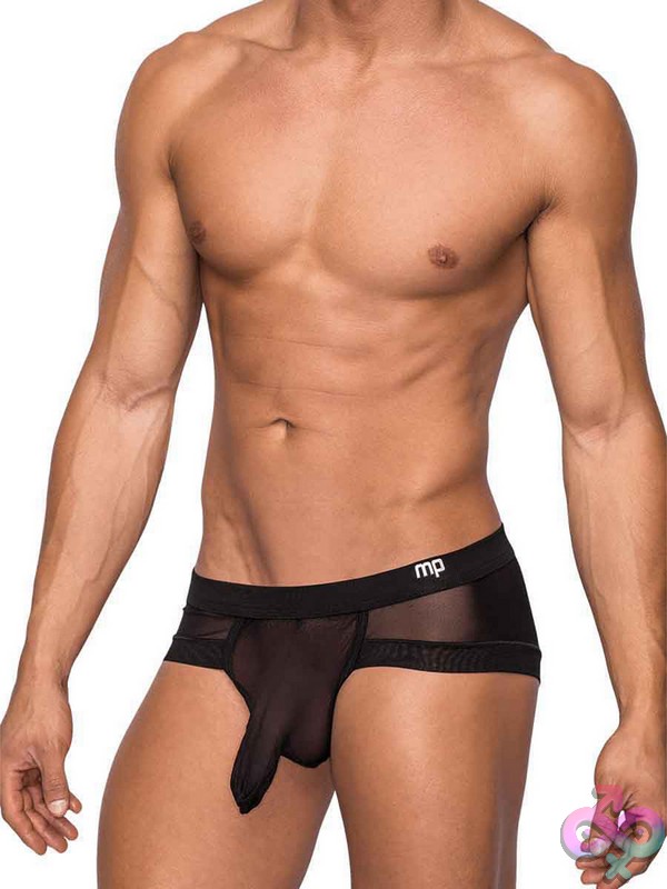 Discreet-Toys-Hoser-Micro-Mini-Hose-Short-Black-L-Nu-129236Bklg Sheer Black Micro Mini Short With High-Cut Legs And Plush Waistband By Male Power