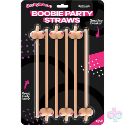 Boobie Straws 6-Pack Flesh Color novelty drinking straws by Hott Products