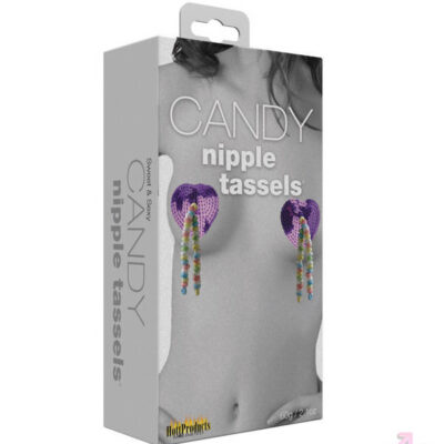 Candy Nipple Tassles 2.1 Oz by Hott Products — heart sequin pasties with edible candy tassles