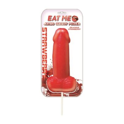 Eat Me Jumbo Gummy Pecker Strawberry edible candy by Hott Products — red phallic gummy lollipop