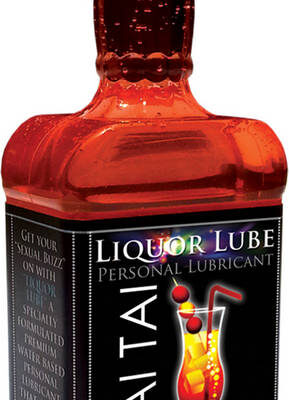 Liquor Lube Mai Tai flavored water-based personal lubricant by Hott Products in red bottle 4 fl oz