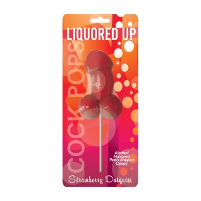 Liquored Up Strawberry Daiquiri Pecker Pop by Hott Products — red strawberry-flavored adult candy on stick
