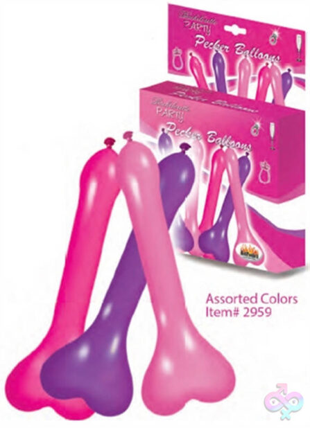 Pecker Balloons Assorted Colors 6 Pc Box by Hott Products — bachelorette party novelty