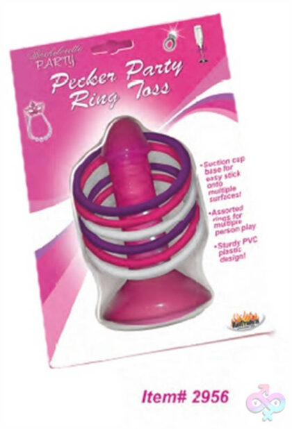 Pink Pecker Party Ring Toss game by Hott Products with suction cup base and assorted rings