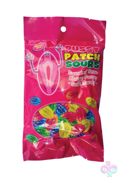 Pussy Patch Sours Each pink novelty candy by Hott Products