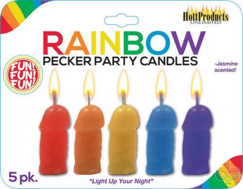 Hott Products Sex Toys - Rainbow Pecker Party Candles - 5 Pack