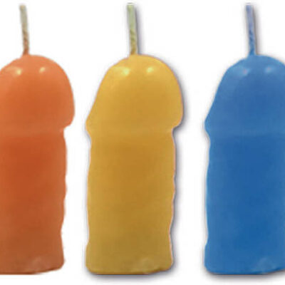 Rainbow Pecker Party Candles 5-Pack by Hott Products — multicolor jasmine-scented novelty bachelorette candles