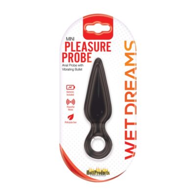 Wet Dreams Mini Pleasure Probe Black by Hott Products — vibrating anal plug