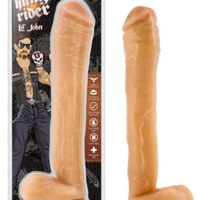Hung Rider Lil John large realistic veined dildo in beige with suction cup base by Blush Novelties