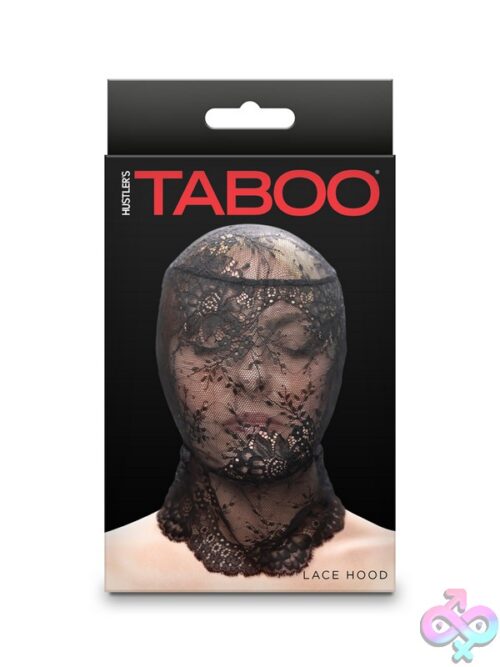 Hustler'S Taboo Stretch Lace Hood For Kink Play In Black And White