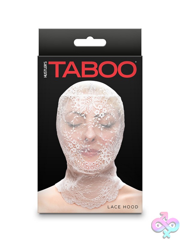 Discreet-Toys-Hustler-S-Taboo-Lace-Hood-White-Nu-Nsn-1803-01 Hustler'S Taboo Stretch Lace Hood For Kink Play In Black And White
