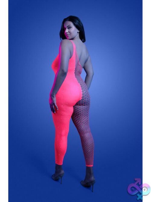 Hyperdrive Rhinestone Bodystocking – Neon Pink - Image 3