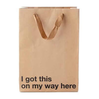 I Got This On My Way Here snarky beige Kraft paper gift bag 3-pack by Wood Rocket