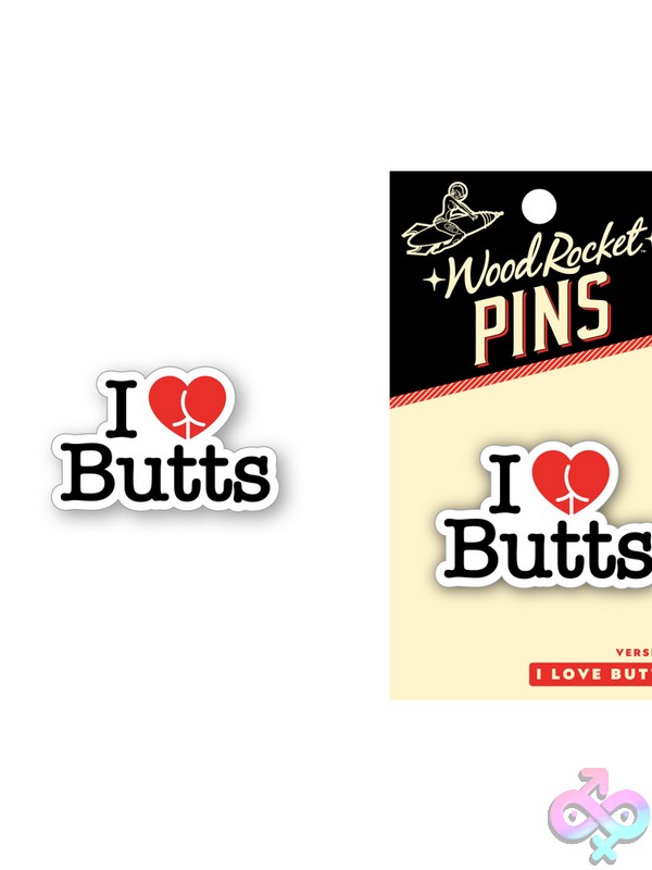 Discreet-Toys-I-Love-Butts-Pin-Nu-Epp-018 Pink I Love Butts Enamel Lapel Pin With Butt-Heart Design By Wood Rocket