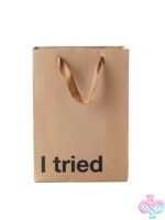 I Tried snarky beige Kraft paper gift bag 3-pack with brown ribbon handle by Wood Rocket