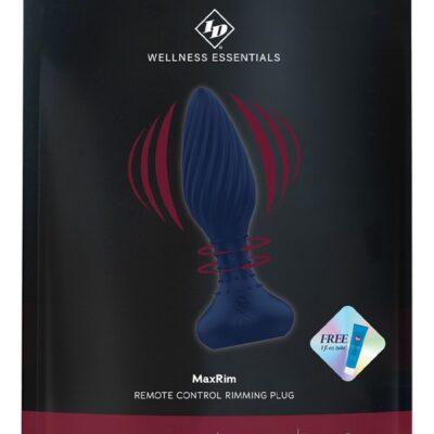 Blue medical-grade silicone remote control rimming plug with beaded neck by Id Wellness Essentials