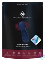 Blue mini pleasure wand vibrator with egg-shaped top and textured handle by Id Wellness Essentials