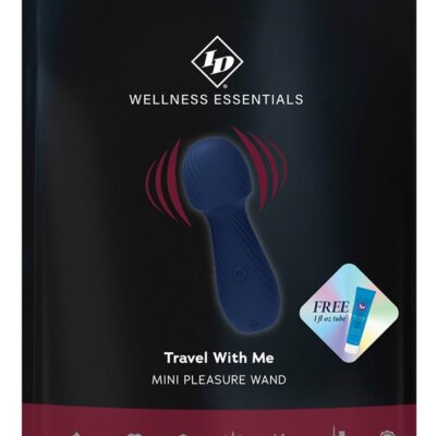 Blue mini pleasure wand vibrator with egg-shaped top and textured handle by Id Wellness Essentials