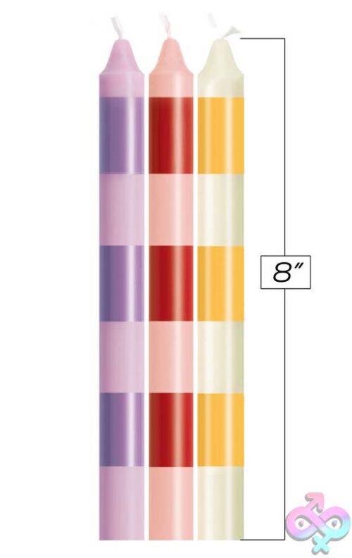 The 9'S Make Me Melt Sensual Warm Drip Candles 3Pk Stripes Pastellines - Image 3
