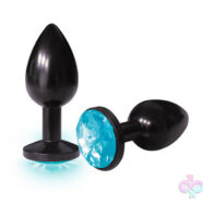 Icon Brands Sex Toys - The 9's the Silver Starter Anodized Bejeweled Stainless Steel Plug - Aqua