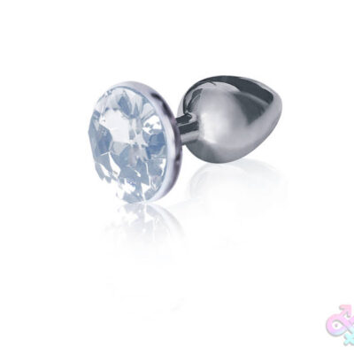 Bejeweled stainless steel plug with clear diamond jewel base by Icon Brands — Silver Starter