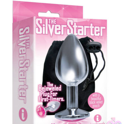Icon Brands Sex Toys - The 9's the Silver Starter Bejeweled Stainless  Steel Plug - Pink