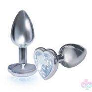 Icon Brands Sex Toys - The 9's the Silver Starter Heart Bejeweled Stainless Steel Plug - Diamond