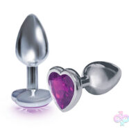 Icon Brands Sex Toys - The 9's the Silver Starter Heart Bejeweled Stainless Steel Plug - Violet