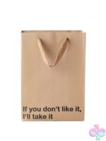 Snarky beige Kraft paper gift bag with brown ribbon handle by Wood Rocket