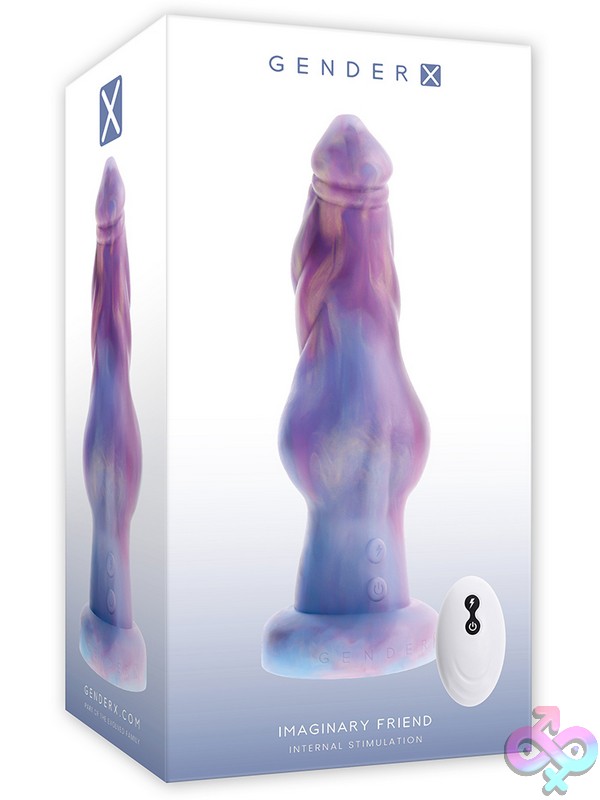 Discreet-Toys-Imaginary-Friend-Nu-Gx-Rd-7500-2 Swirling Purple Extraterrestrial Vibrator With Textured Shaft And Suction Cup Base By Gender X