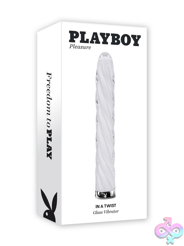 Discreet-Toys-In-A-Twist-Nu-Pb-Rs-5612-2 Spiral White Borosilicate Glass Vibrator With Twisted Texture By Playboy Pleasure