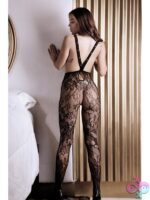 In Suspense High-Waist Lace Suspender Stockings in Black - Image 3
