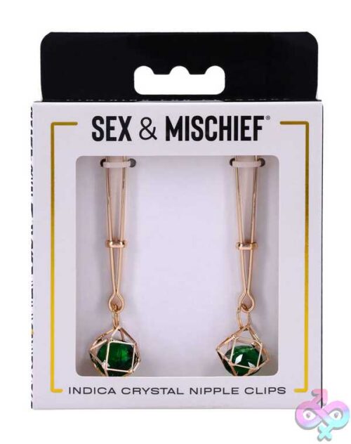 Indica Crystal Nipple Clips - Green - Image 2