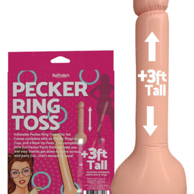 Inflatable Pecker Ring Toss party game by Hott Products with 6 plastic rings and blow-up pecker