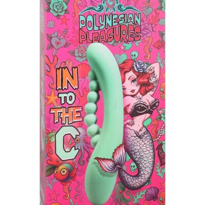 Kakui Me beaded rabbit vibrator in kelp green silicone by Doc Johnson