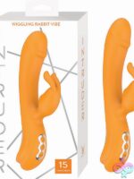 Intruder Wiggling Rabbit Vibe in orange and purple on a soft neutral background