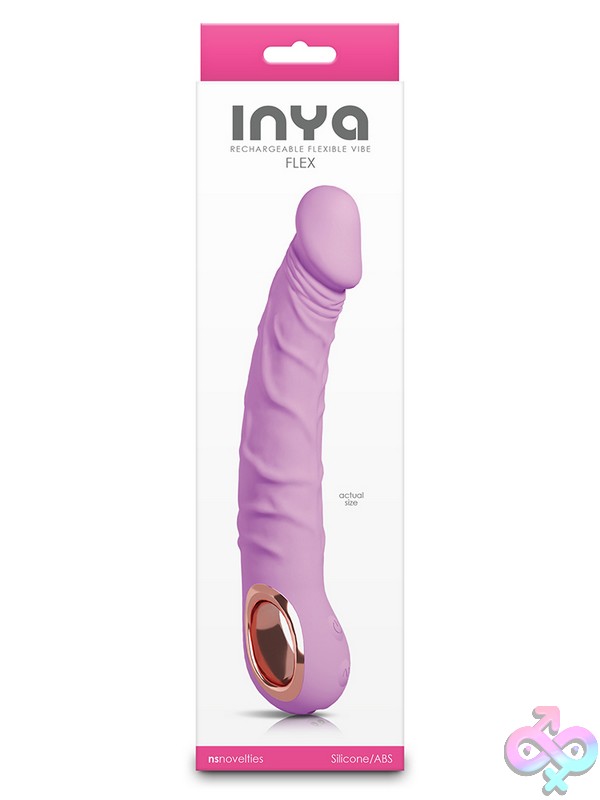 Discreet-Toys-Inya-Flex-Bubblegum-Nu-Nsn-0562-14 Bendable Bubblegum Purple Phallic Vibrator In Body-Safe Silicone By Ns Novelties
