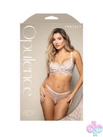 Iridescent white pearl embroidery underwire bra and panty set by Fantasy Lingerie