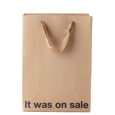 Three-pack snarky Kraft paper gift bags with brown ribbon handles by Wood Rocket