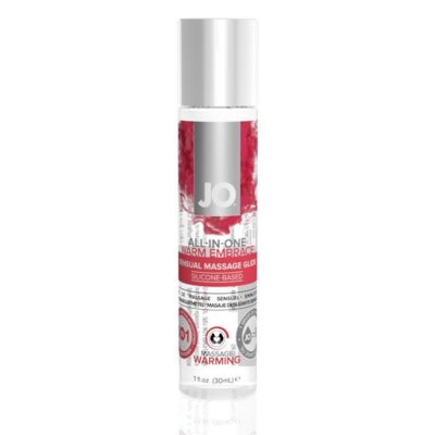 Clear warming silicone massage glide bottle by System Jo
