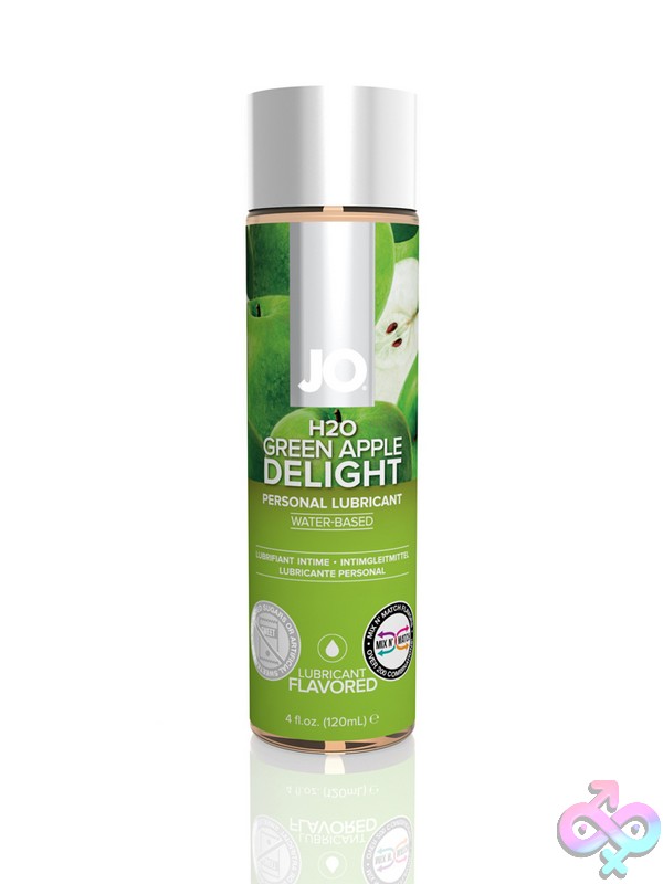 Discreet-Toys-Jo-H2O-Flavored-Lubricant-Green-Apple-4-Oz-Nu-Jo40385 System Jo H2O Green Apple Flavored Water-Based Lubricant 4 Oz Bottle By System Jo