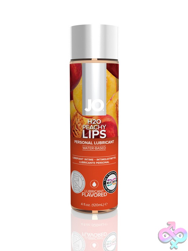 Discreet-Toys-Jo-H2O-Flavored-Lubricant-Peachy-Lips-4-Oz-Nu-Jo40176 Jo H2O Peachy Lips Flavored Water-Based Lubricant 4 Oz Clear Bottle By System Jo