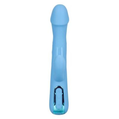 Jack Rabbit Elite Rotating Rabbit vibrator in blue by CalExotics — dual motors, 10 functions, waterproof pure silicone