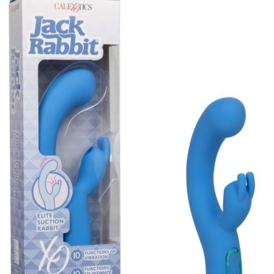 Jack Rabbit Elite Suction Rabbit blue silicone triple-action vibrator by California Exotic Novelties