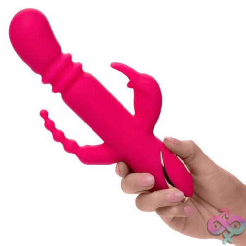 Jack Rabbit Signature Heated Silicone Triple Fantasy Rabbit - Pink - Image 5