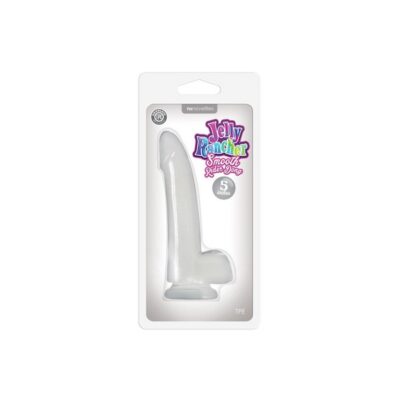 Smooth 5-inch clear pliable dong by Ns Novelties against a clean white background