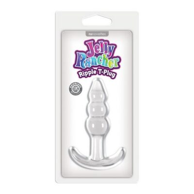 Clear ripple textured T-plug beginner anal plug in soft TPE by Ns Novelties