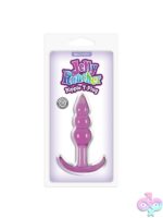 Candy-purple ripple T-plug in body-safe TPE by Ns Novelties, shown against a clean white background