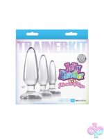 Three-piece graduated anal trainer plug set in clear TPE with suction-cup bases by Ns Novelties