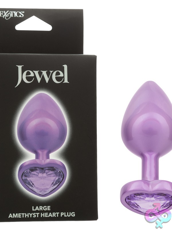 Discreet-Toys-Jewel-Large-Amethyst-Heart-Plug-Nu-Se-0438-50-3 Large Amethyst Purple Heart Gem Anal Plug With Iridescent Finish By California Exotic Novelties